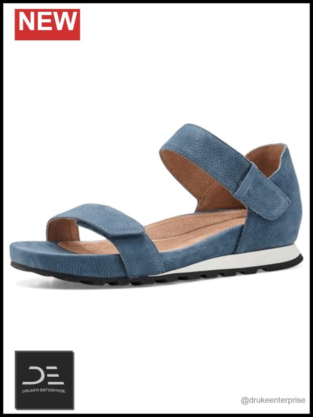 Womens Leather Wedge Sandals Round Toe Adjustable Strap